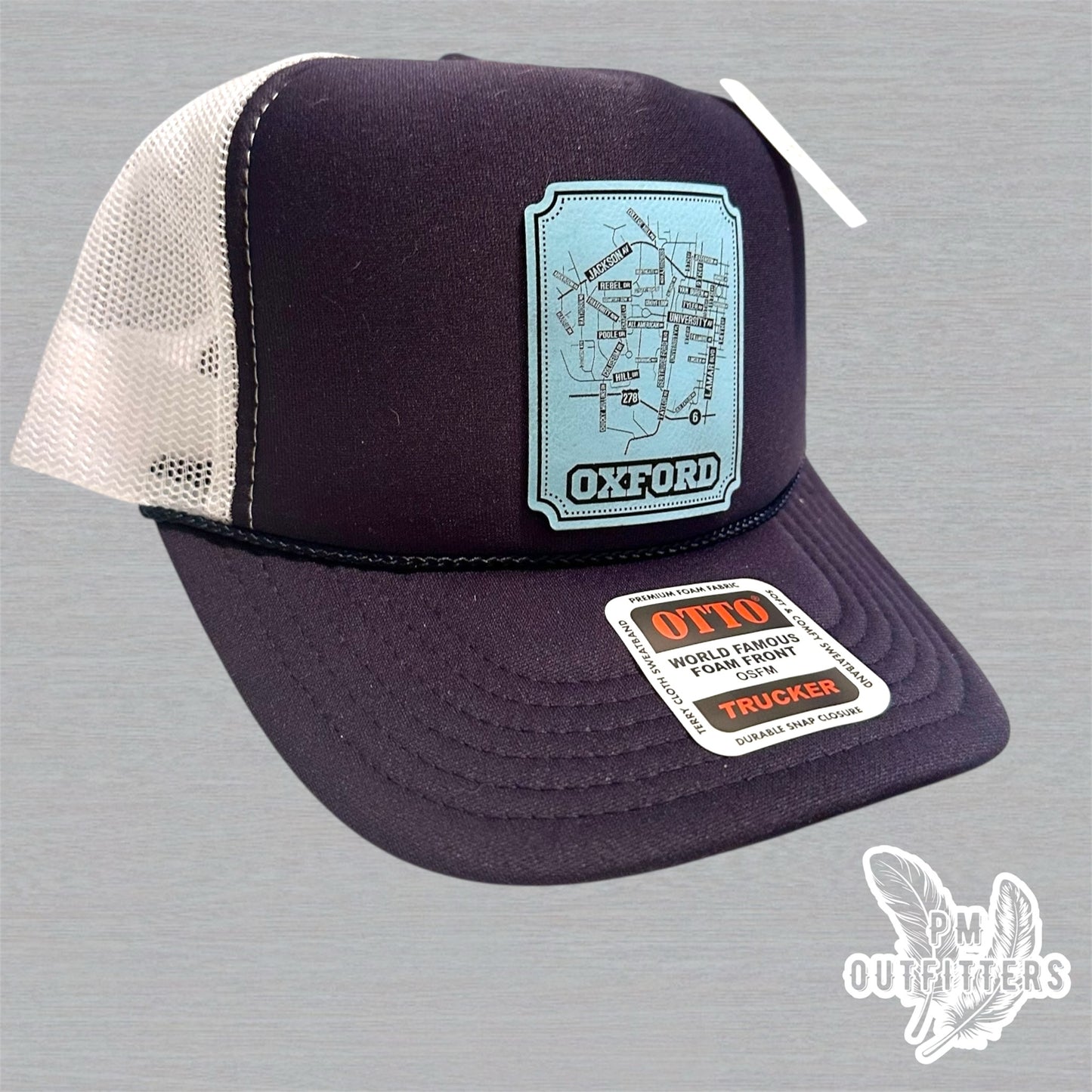 Custom Design Ole Miss Oxford Map Foam Front Rope Trucker Hat