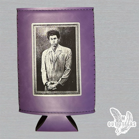 PM Outfitters Custom Laser Engraved Seinfeld “The Kramer” Portrait Premium Leatherette Slim Can Cooler - Purple Koozie
