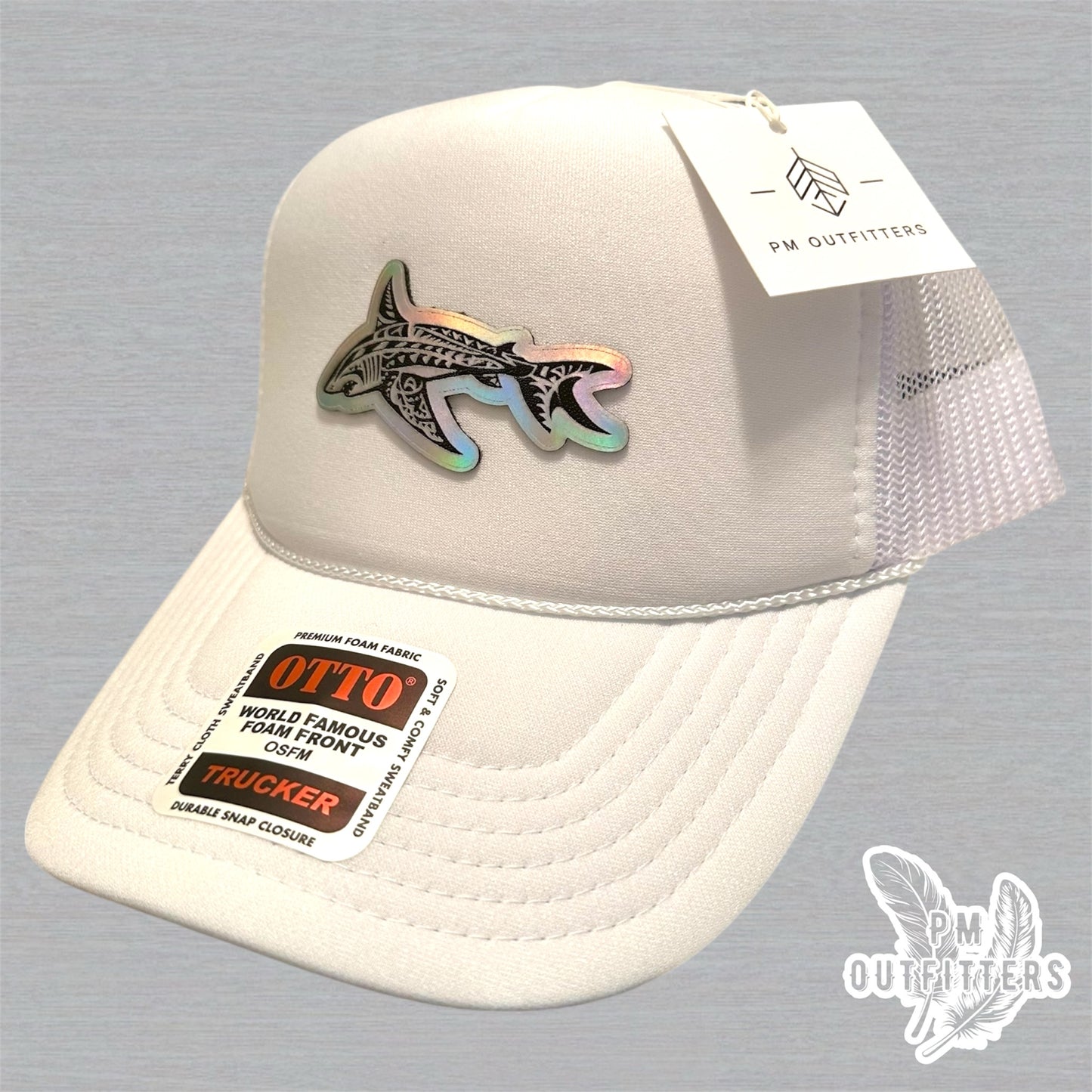 PM Outfitters Custom Design Holographic Tribal Shark Foam Rope Trucker