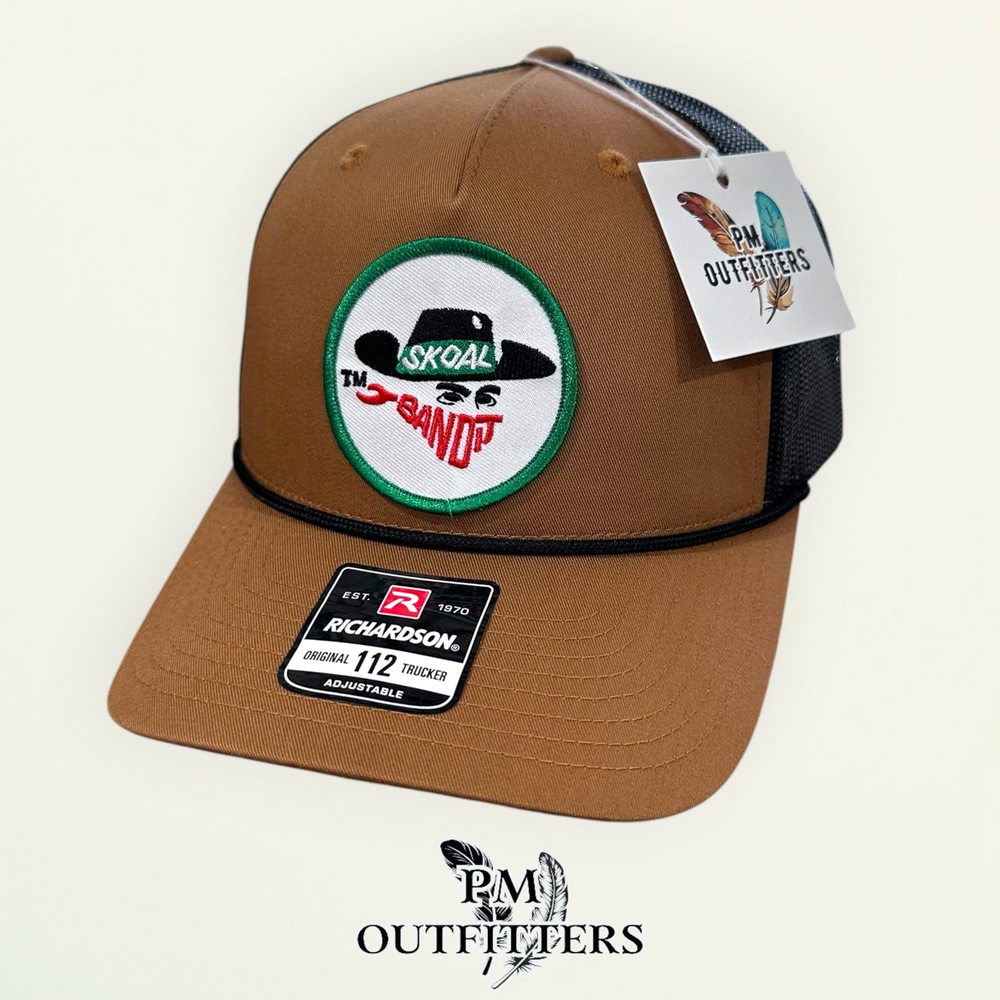 Skoal Bandit Retro Patch Hat | Richardson 112 Caramel & Black Rope Trucker