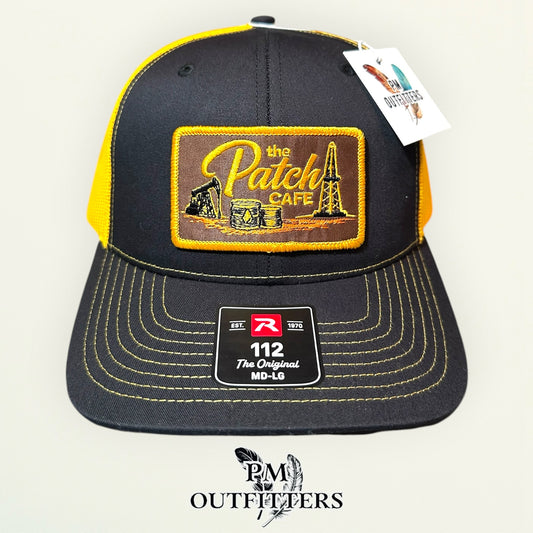 The Patch Cafe Hat | Richardson 112 Black & Gold | Oil Field Americana