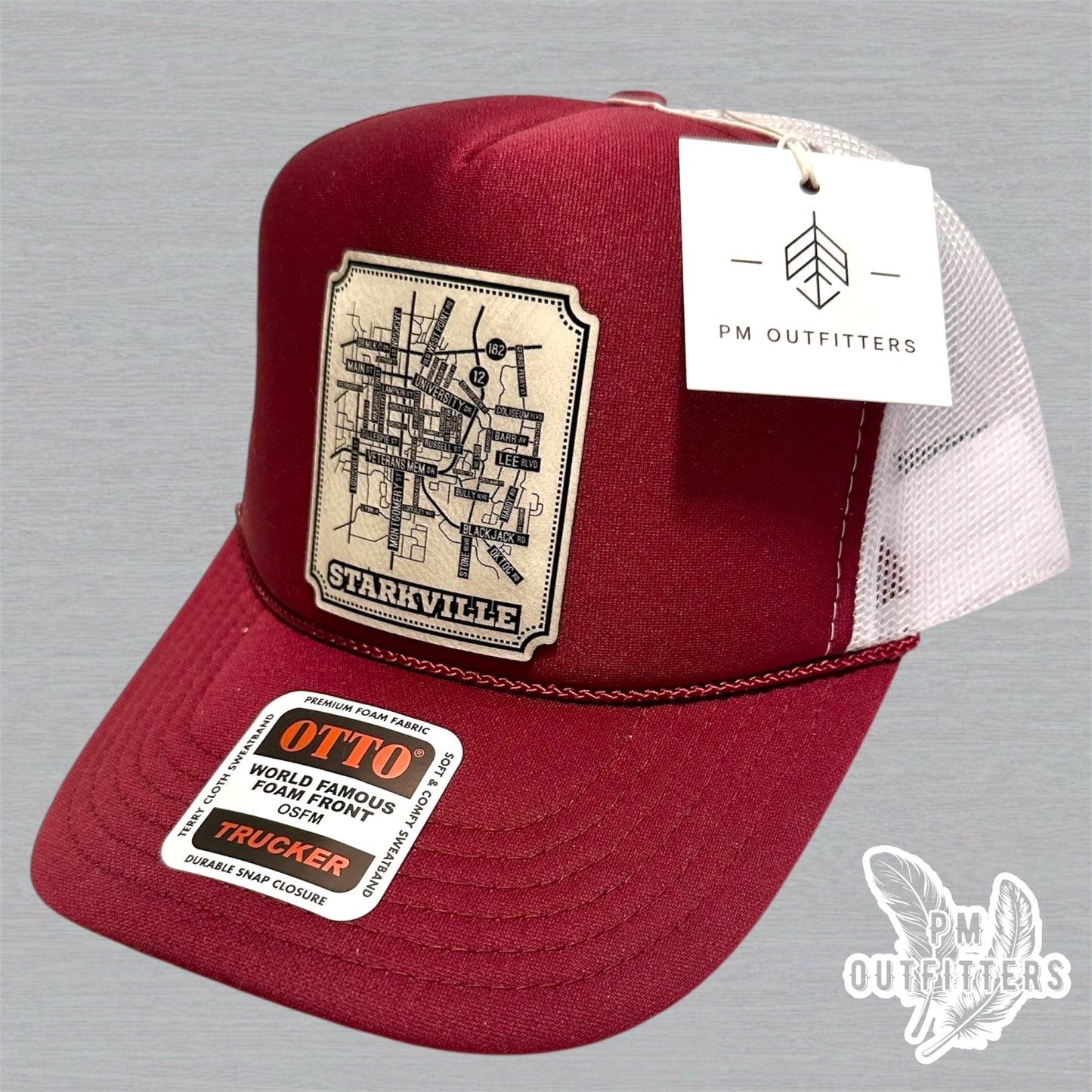 Custom Design MSU Starkville Map Foam Front Rope Trucker Hat