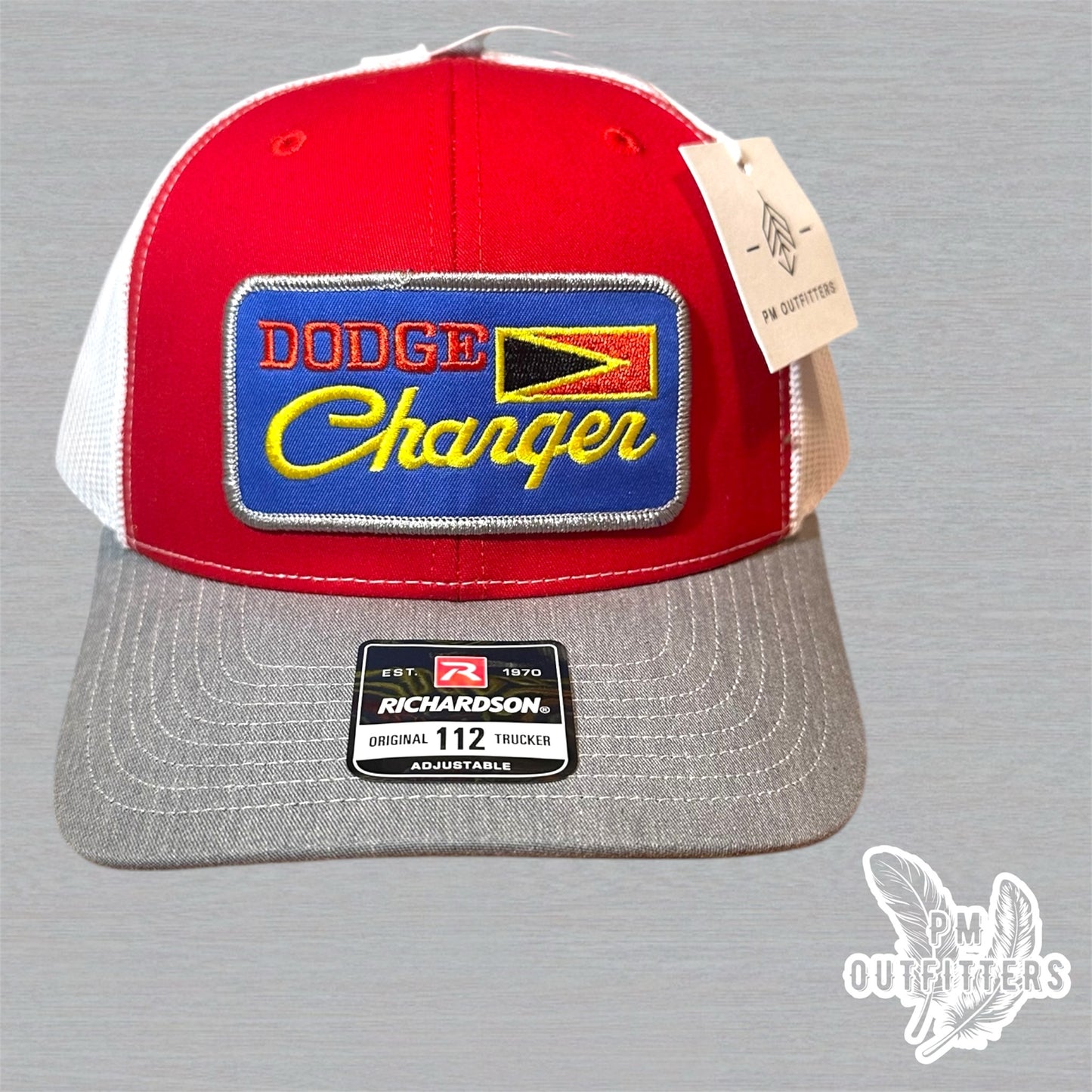 Retro Dodge Charger Trucker Hat - Red, White & Gray Richardson 112