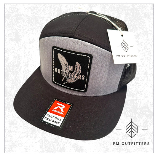 PM Outfitters 2-feather Silver Logo Patch 7-Panel Trucker Hat