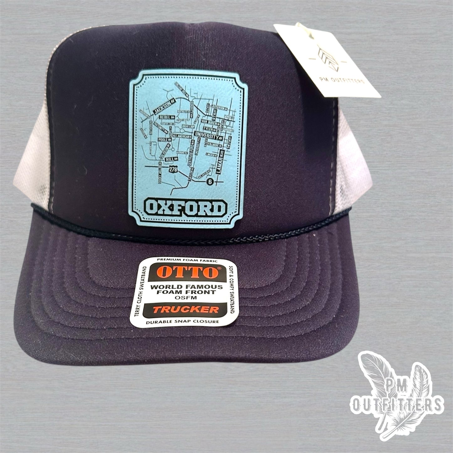 Custom Design Ole Miss Oxford Map Foam Front Rope Trucker Hat