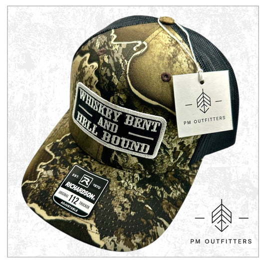 Whiskey Bent and Hell Bound Retro Realtree Excape Camo Trucker Hat