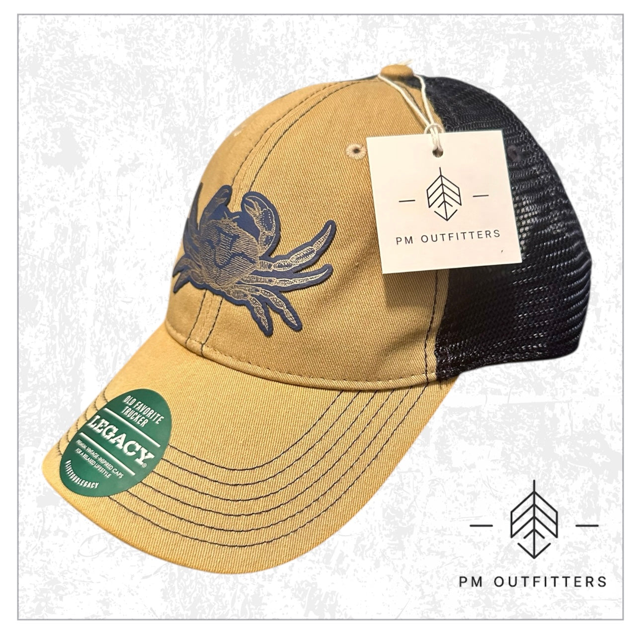 PM Outfitters Blue Crab Custom Design Low-Profile Meshback Hat