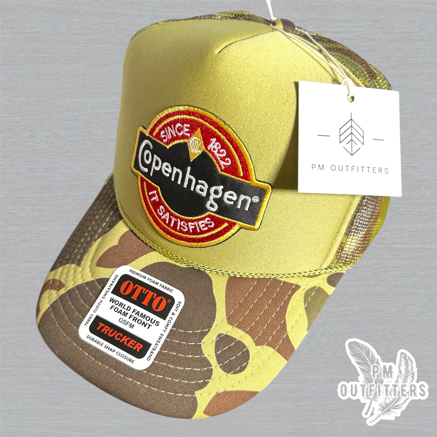 Vintage Copenhagen Logo Foam Front Camo Rope Trucker Hat