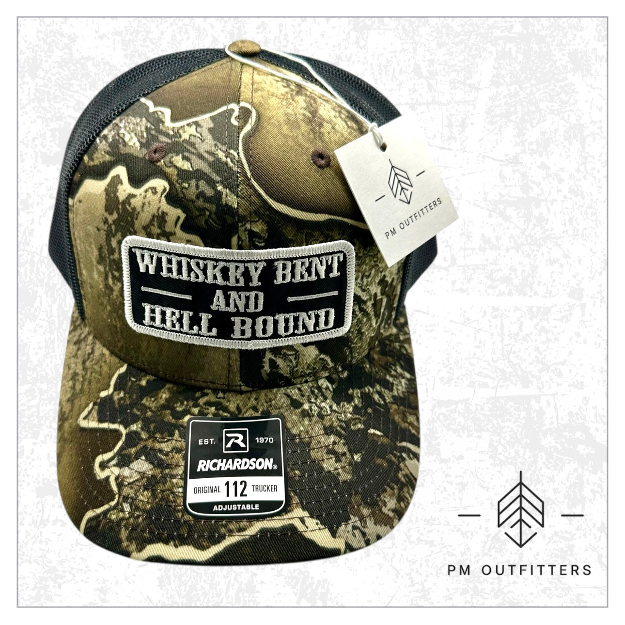 Whiskey Bent and Hell Bound Retro Realtree Excape Camo Trucker Hat