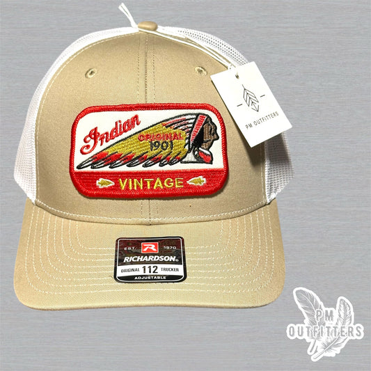 Indian Original Vintage Motorcycle Embroidered Patch Richardson 112 Trucker Hat