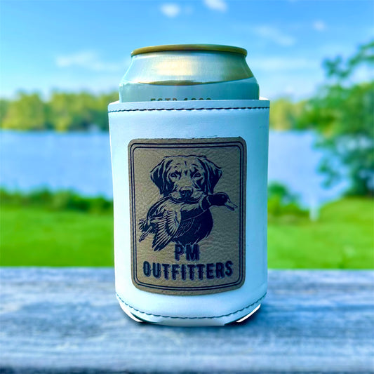 PM Outfitters Custom Design Lab & Duck Logo Leatherette Koozie