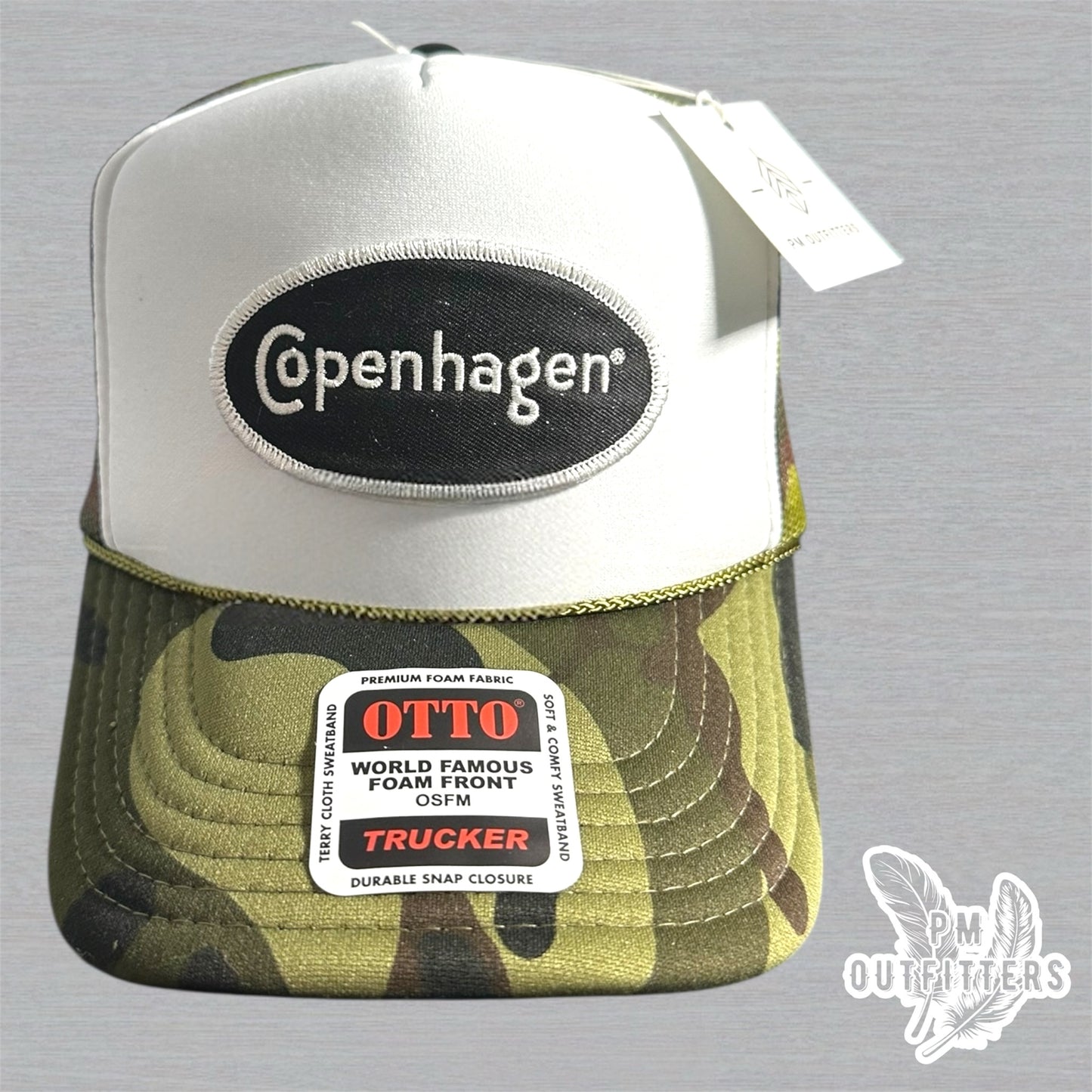 Vintage Copenhagen Tobacco Foam Front Camo Rope Trucker Hat
