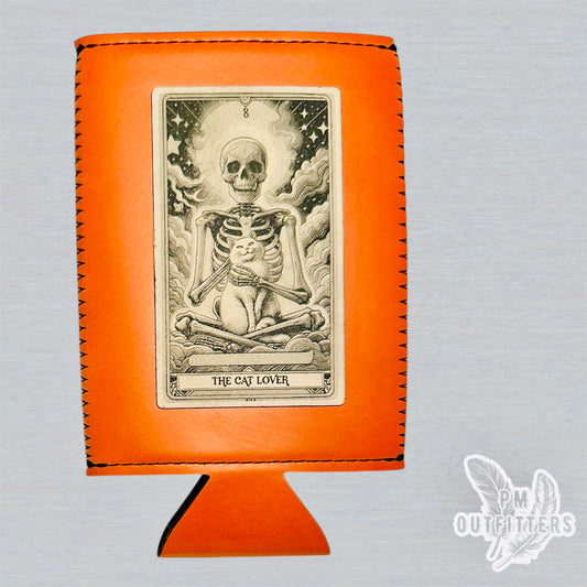 The Cat Lover Tarot Card Custom Design Leatherette Slim Can Koozie