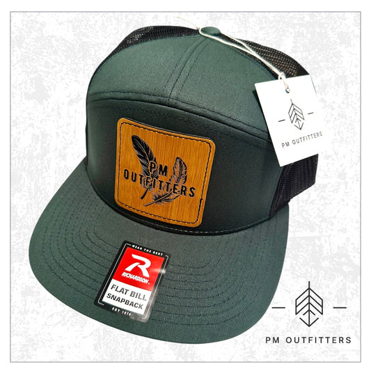 PM Outfitters Bamboo Design Logo Patch 7-Panel Trucker Hat