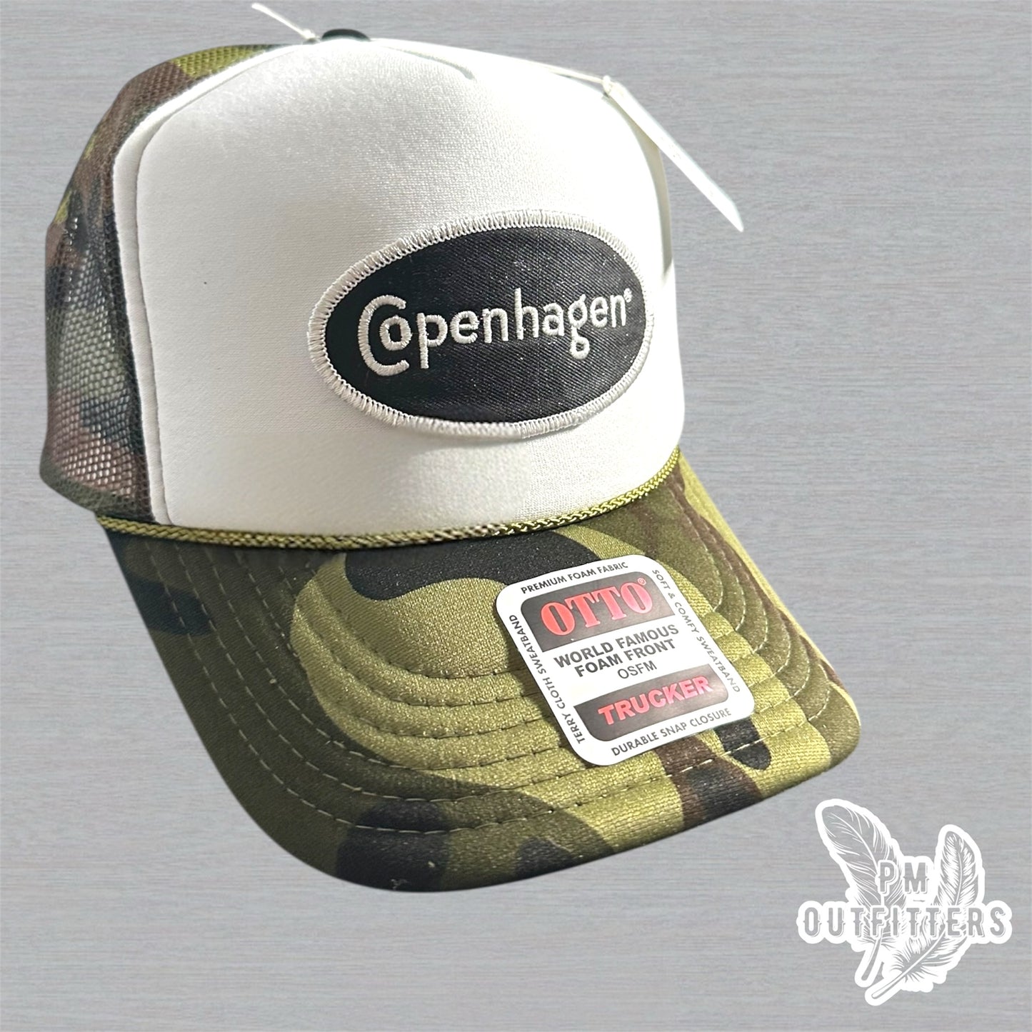 Vintage Copenhagen Tobacco Foam Front Camo Rope Trucker Hat