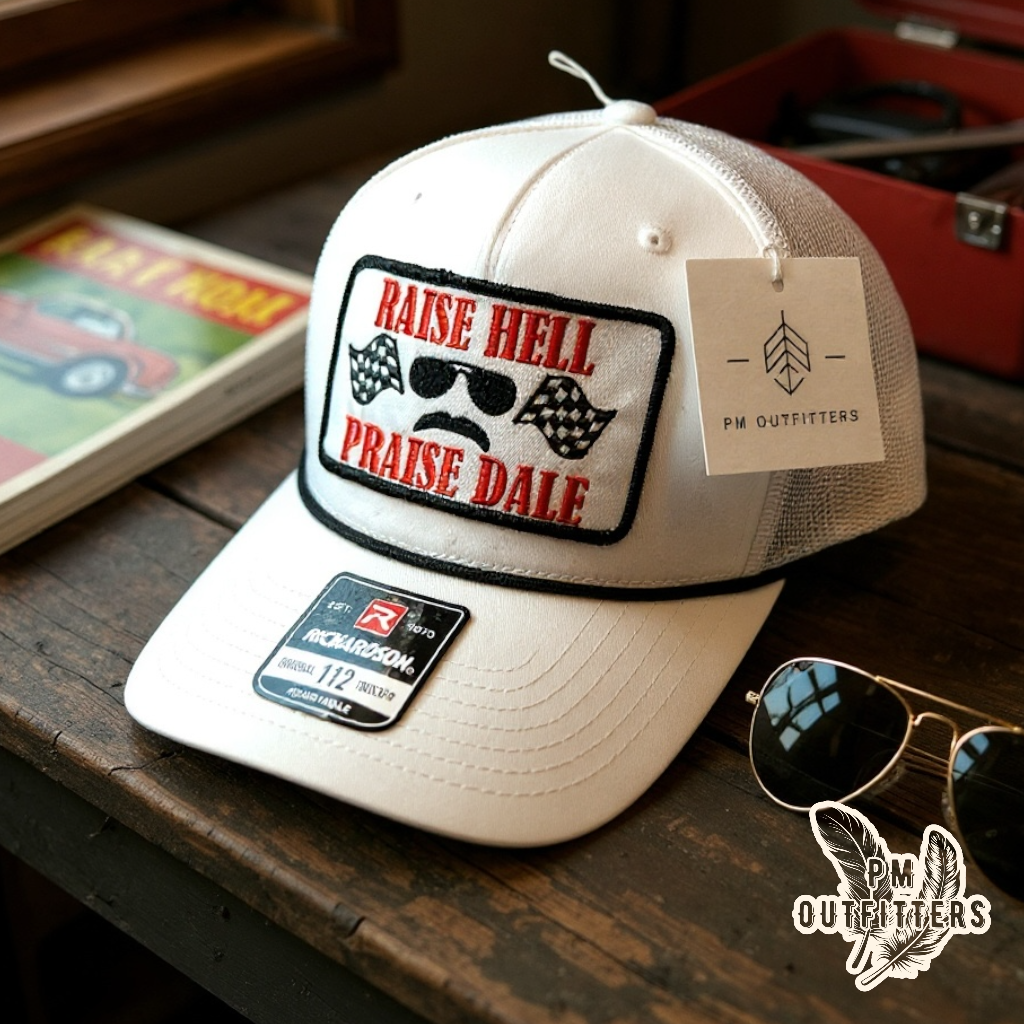 Raise Hell Praise Dale Retro NASCAR Rope Trucker Hat