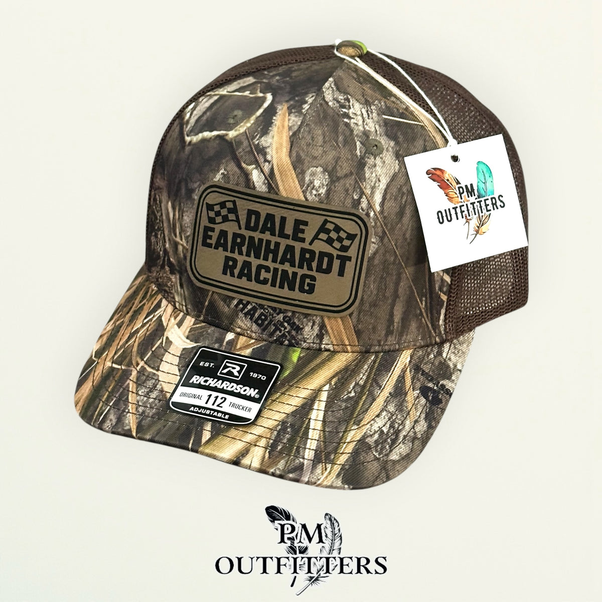 PM Outfitters hang tag Dale Earnhardt Racing camo trucker hat