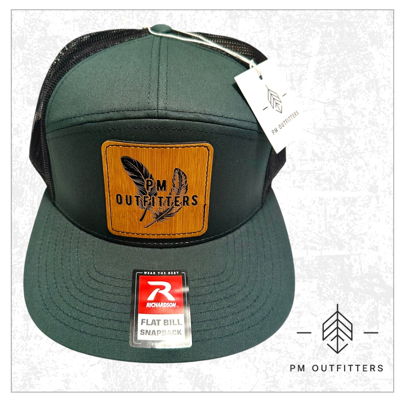 PM Outfitters Bamboo Design Logo Patch 7-Panel Trucker Hat