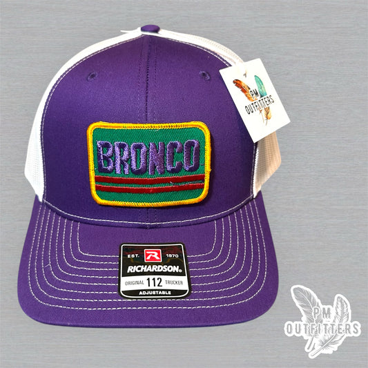 Ford Bronco Vintage Patch Trucker Hat - Richardson 112 Purple White