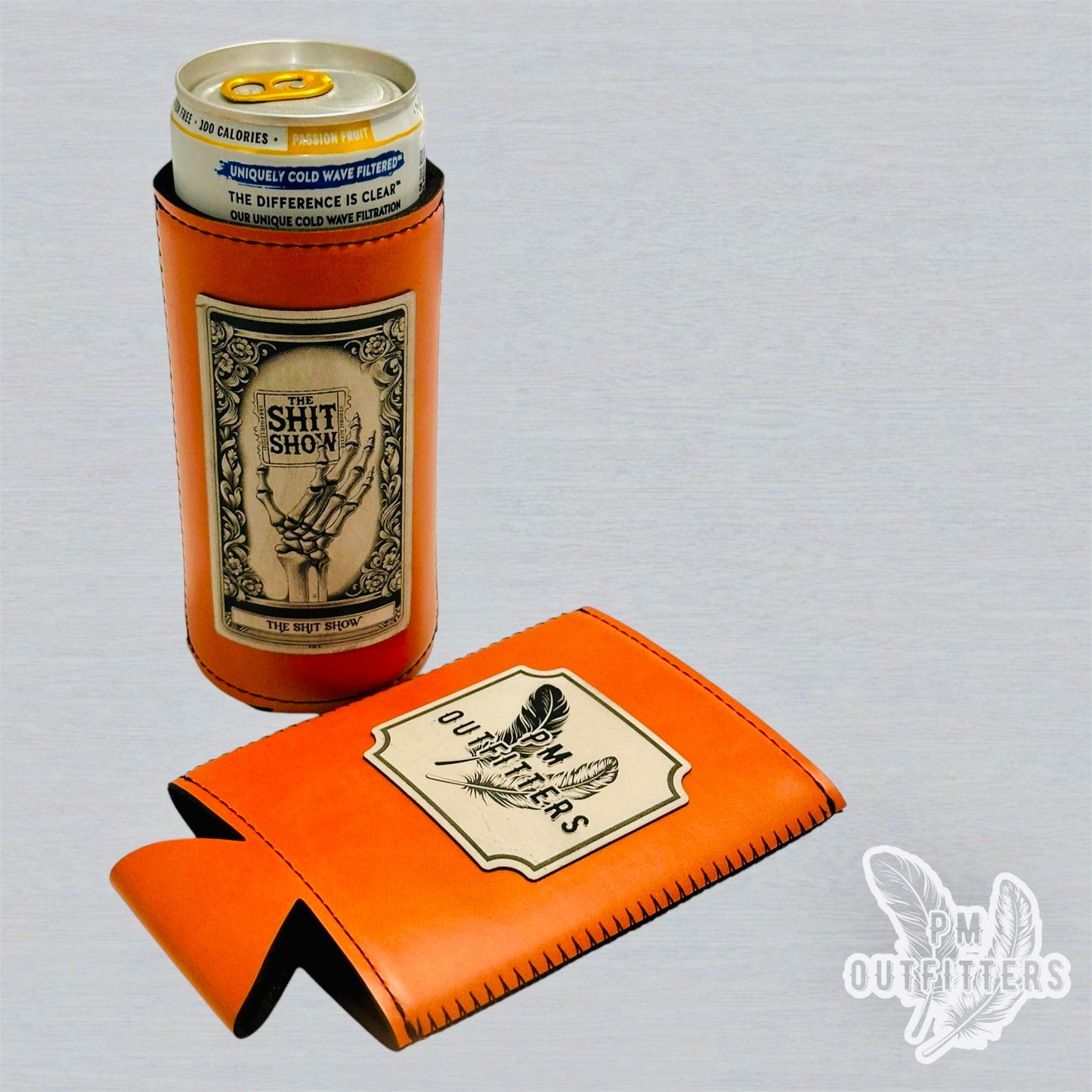 The Shit Show Tarot Card Custom Design Leatherette Slim Can Koozie