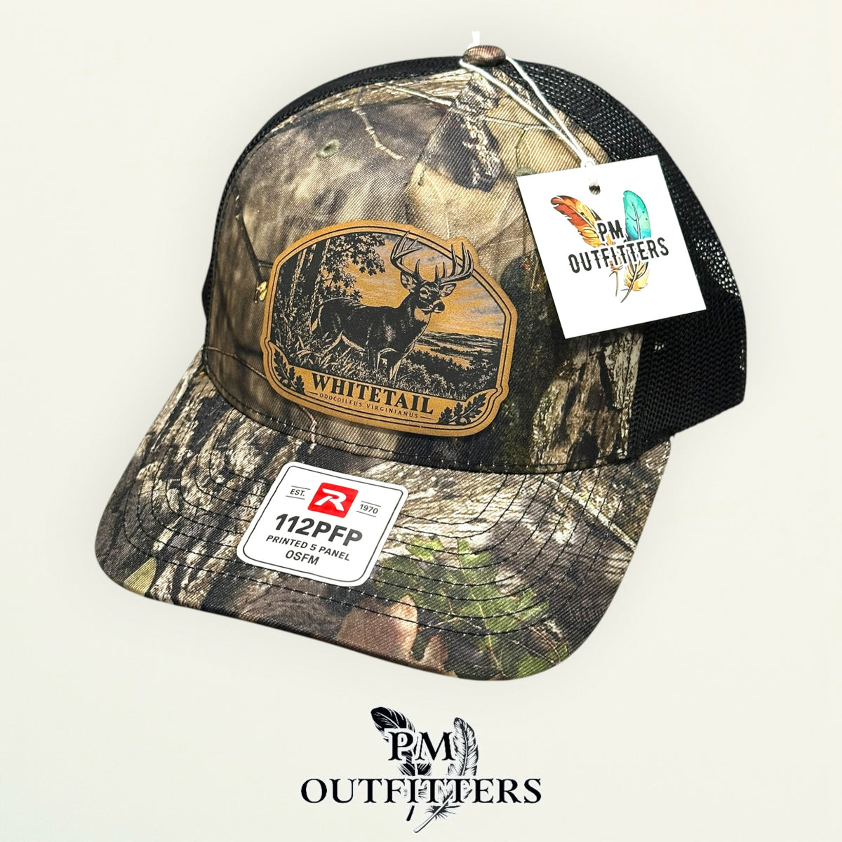 Whitetail deer hunting hat Richardson 112PFP Country DNA camo – angled product view