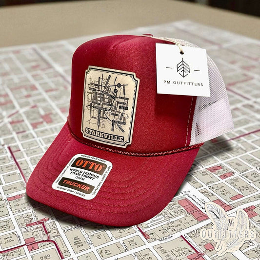 Starkville Mississippi State college town map trucker hat