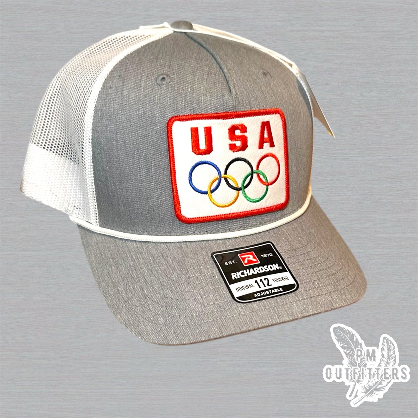 Vintage USA Olympics Rope Trucker Hat - Heather Gray & White Richardson 112
