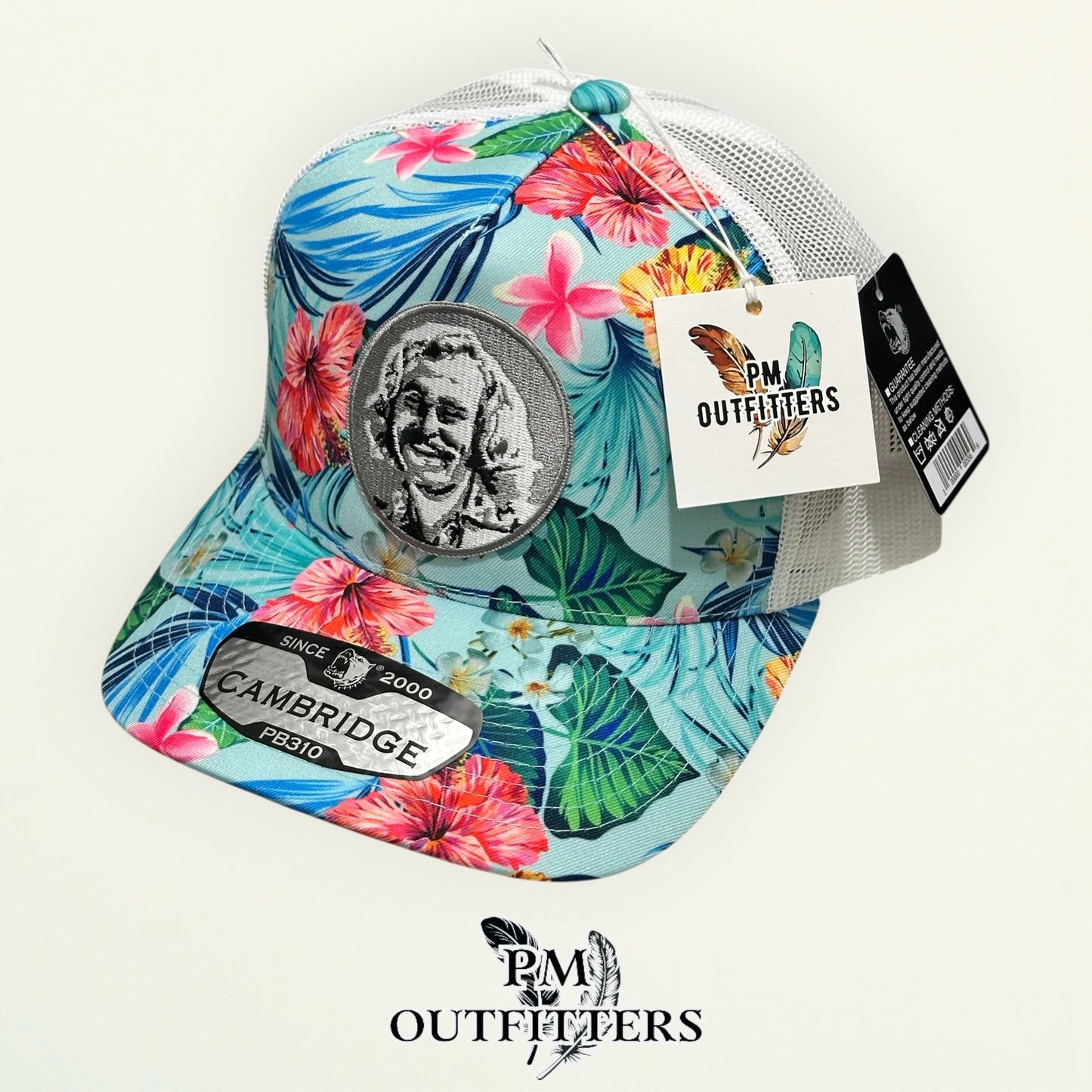Jimmy Buffett Embroidered Patch Hat – Pitbull Cambridge PB310 Mint Floral 5-panel Trucker | PM Outfitters