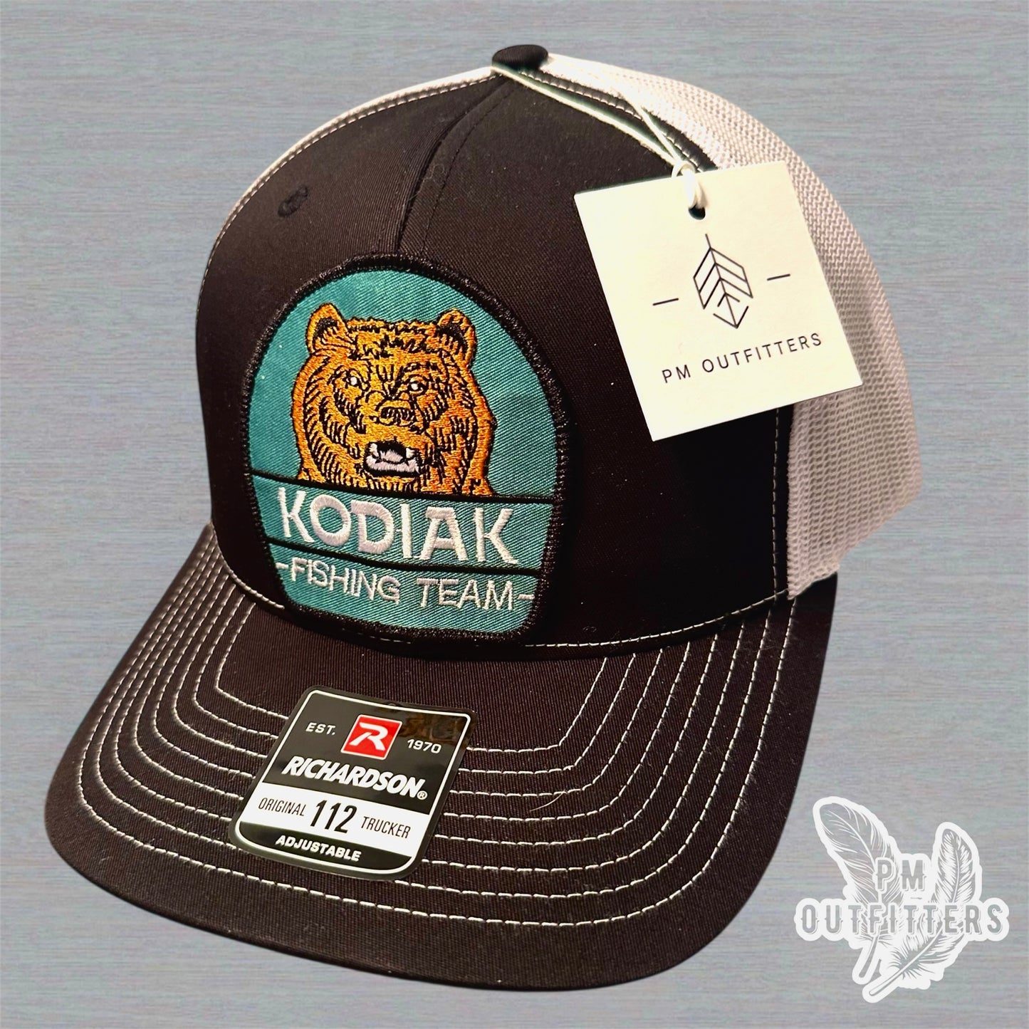 Retro Kodiak Bear Fishing Team Richardson 112 Trucker Hat