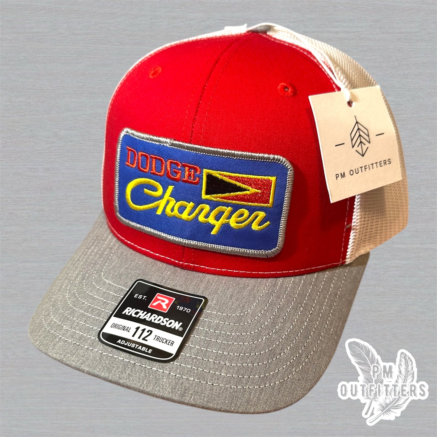 Vintage Dodge Charger Trucker Hat - Red, White & Gray Richardson 112