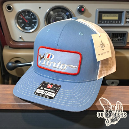 Retro Ford Pinto Trucker Hat - Columbia Blue & White Richardson 112