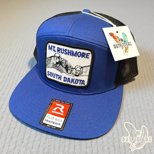 Vintage Mount Rushmore Patch Trucker Hat - Richardson 168 Blue Black
