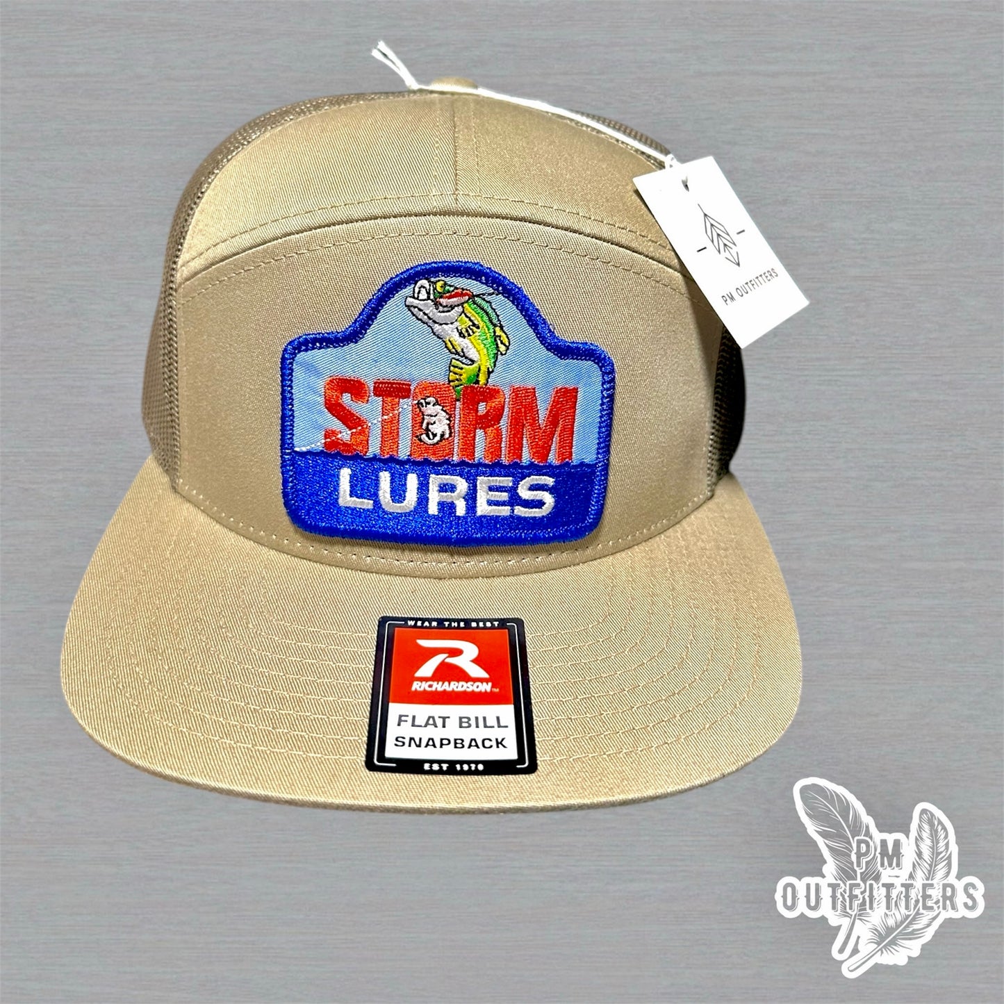 Khaki and Loden Richardson 168 Seven-Panel Trucker Hat with Storm Lures Embroidered Patch