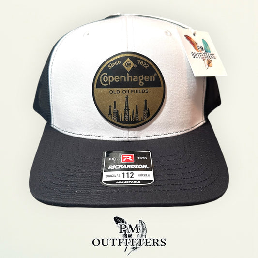 Copenhagen Old Oilfields Hat — Richardson 112 White & Black Custom Design