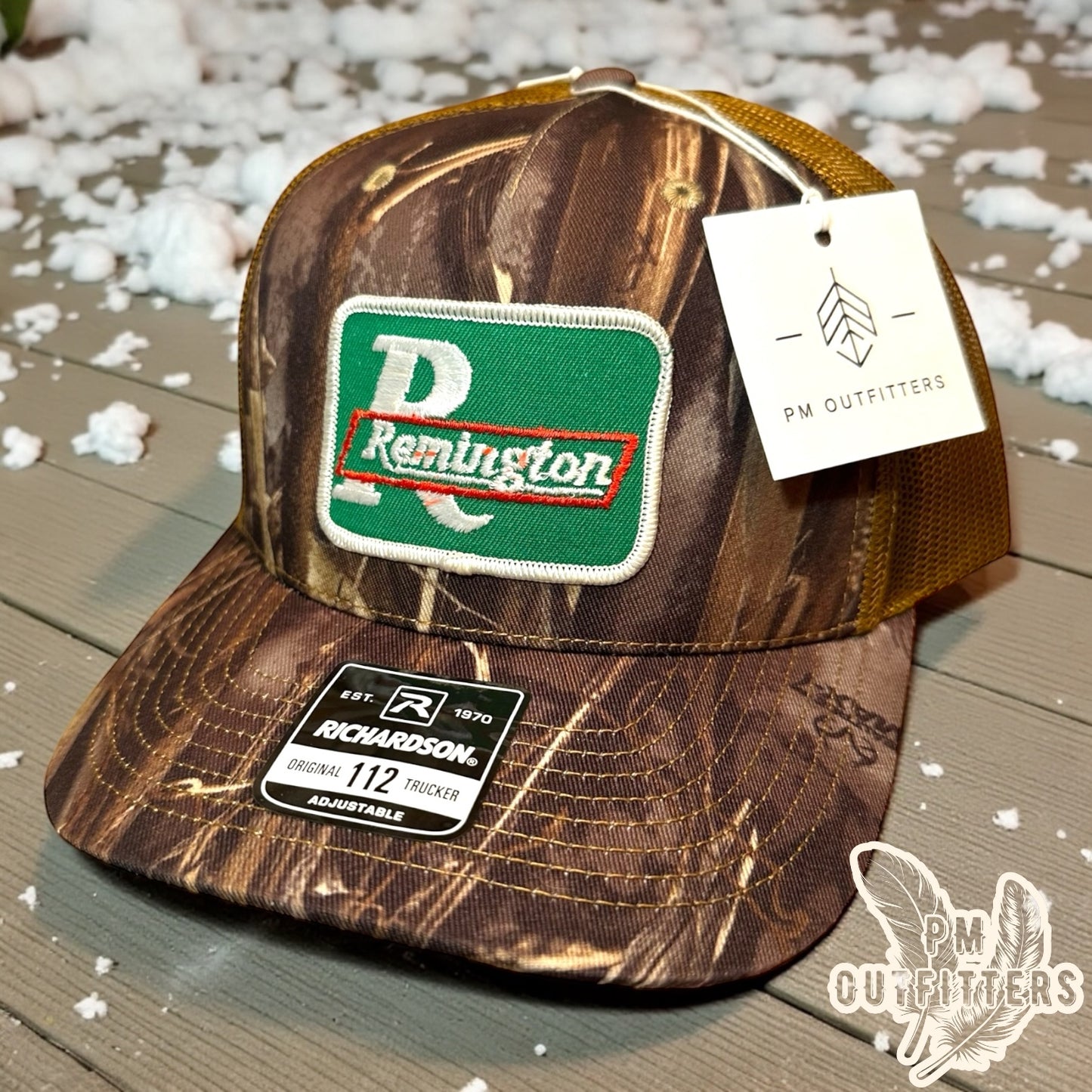 Remington Firearms Vintage Patch Trucker Hat - Richardson 112 Realtree Max-7 Camo