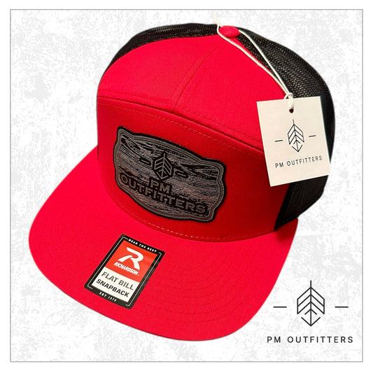 PM Outfitters Wood Grain Logo Patch 7-Panel Trucker Hat