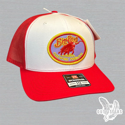 Big Red Tobacco Trucker Hat - Retro Patch Richardson 112 White Red