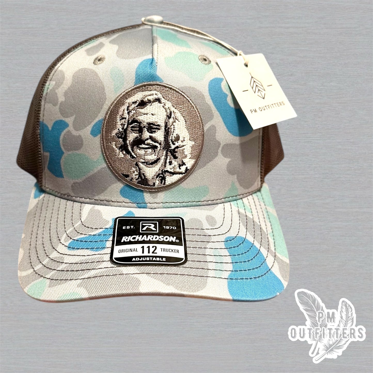 Jimmy Buffett Embroidered Patch Hat – Saltwater Duck Camo & Charcoal Richardson 112 Trucker | PM Outfitters