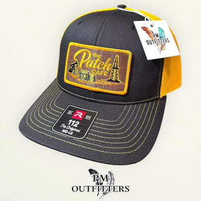The Patch Cafe Hat | Richardson 112 Black & Gold | Oil Field Americana
