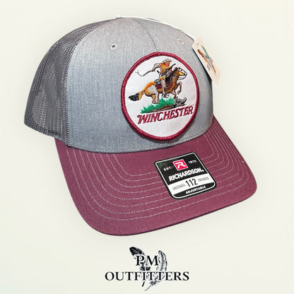 PM Outfitters | Richardson 112 Heather Gray Maroon | Retro Embroidered Patch