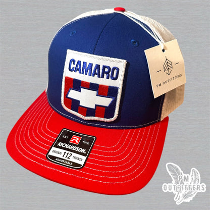 Retro Camaro Trucker Hat - Red, White & Blue Richardson 112
