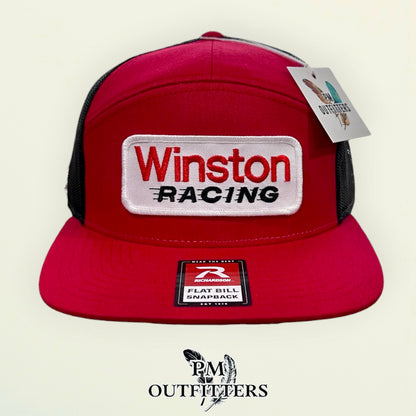Winston Racing Retro Patch Hat | Richardson 168 Red & Black 7-Panel Flat Bill