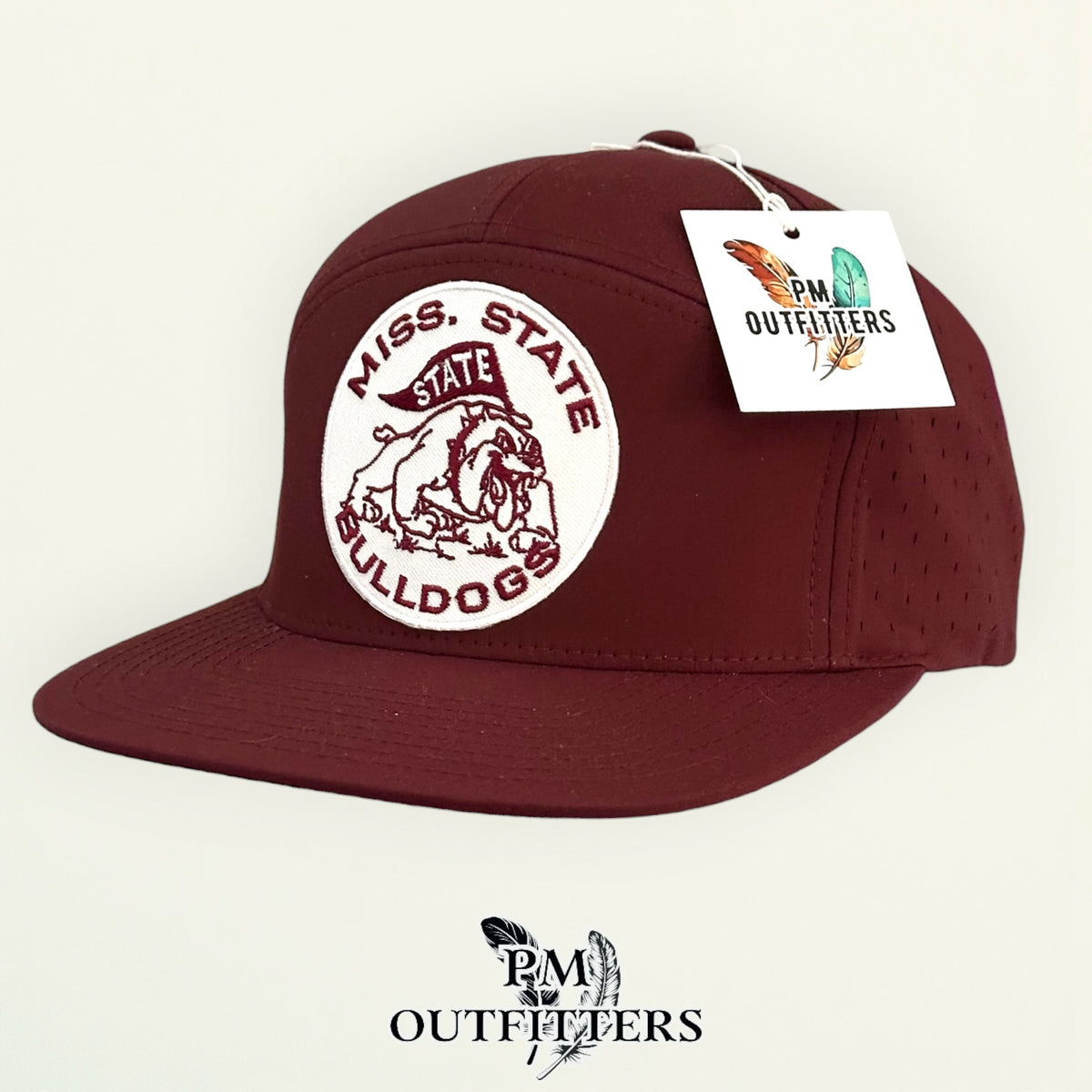 PM Outfitters Mississippi State vintage Bulldogs embroidered patch Richardson 169 maroon performance cap