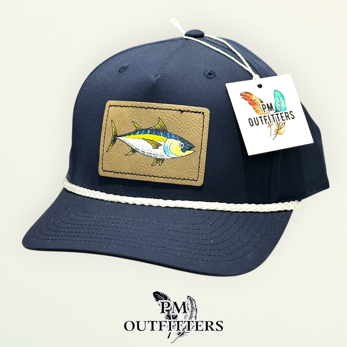 Back of the navy Richardson 258 rope cap showing the adjustable snapback closure, PM Outfitters True Originals