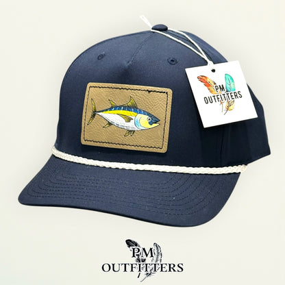 Back of the navy Richardson 258 rope cap showing the adjustable snapback closure, PM Outfitters True Originals