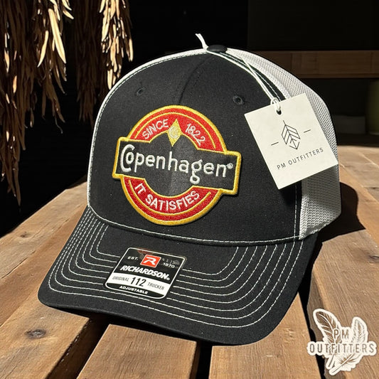 Black & White Richardson 112 Trucker Hat with Copenhagen Vintage Patch