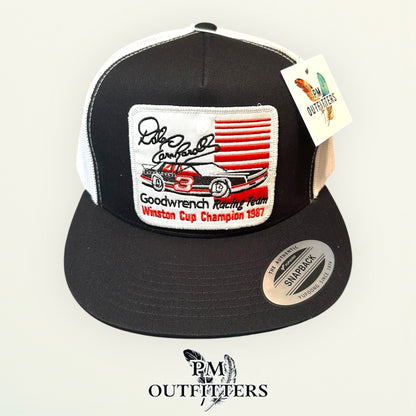 Dale Earnhardt Goodwrench 1987 Winston Cup Champion Trucker Hat — PM Outfitters | Yupoong Flat Bill Black White
