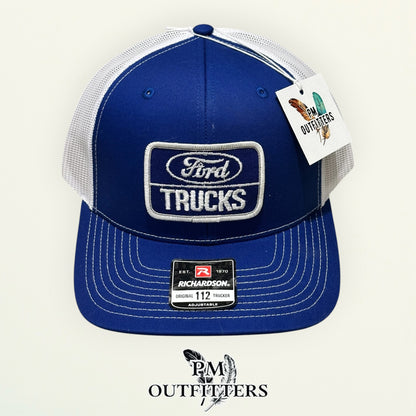 Ford Trucks True Vintage Patch Trucker Hat – PM Outfitters | Richardson 112 Royal Blue White Authentic Automotive Heritage