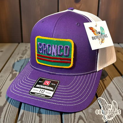 Ford Bronco Vintage Patch Trucker Hat - Richardson 112 Purple White