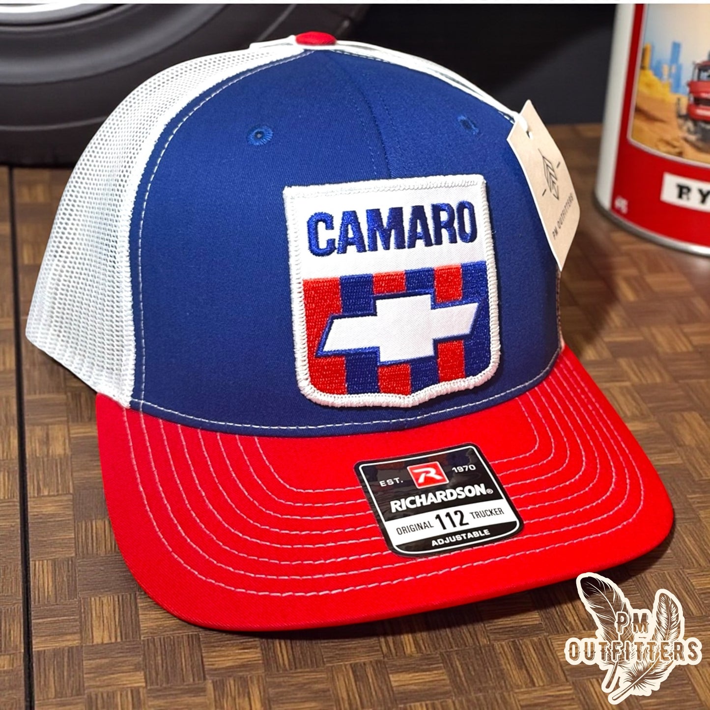 Retro Camaro Trucker Hat - Red, White & Blue Richardson 112